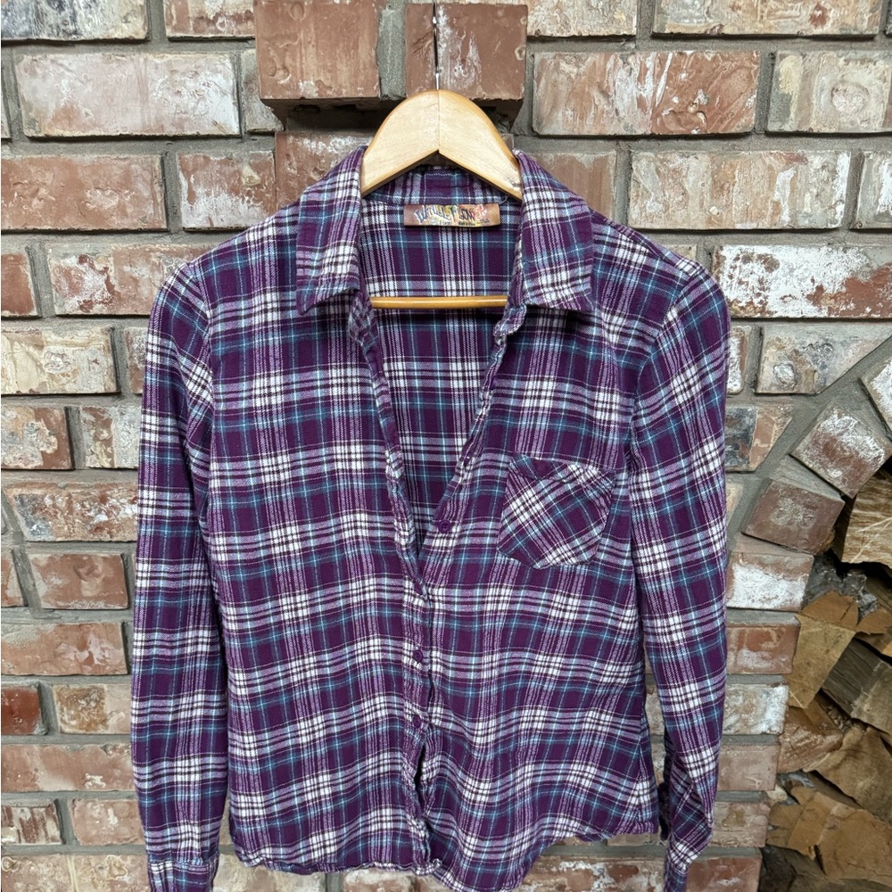Ladies Wallflower Cotton Button-Down